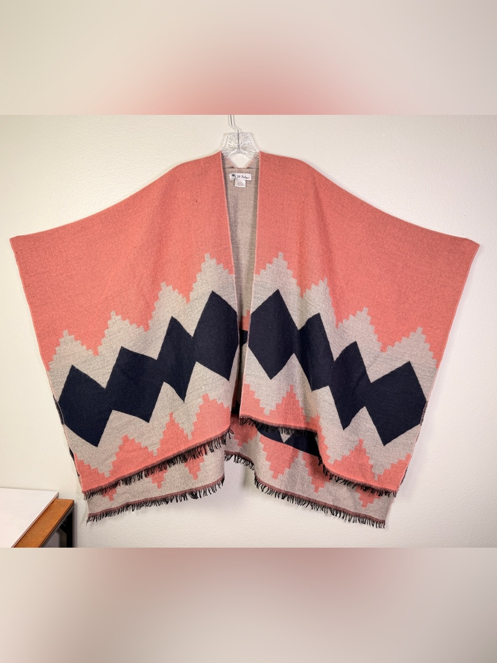 29 Palms Geometric‎ Fringe Poncho Southwestern Blanket Wrap Boho One O/S